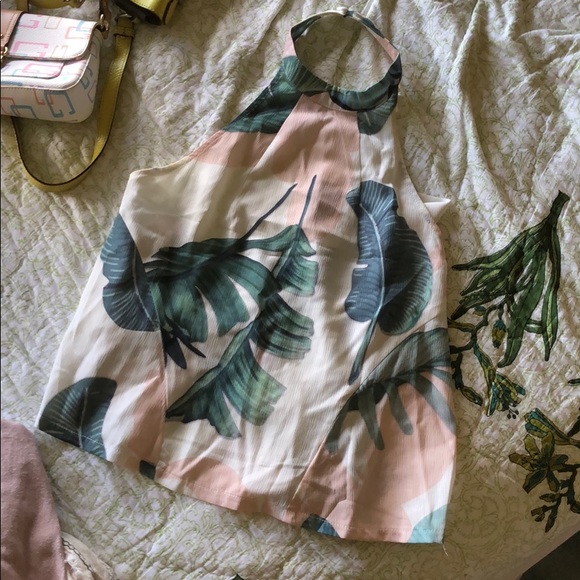 Tropical floral halter top - Picture 1 of 2
